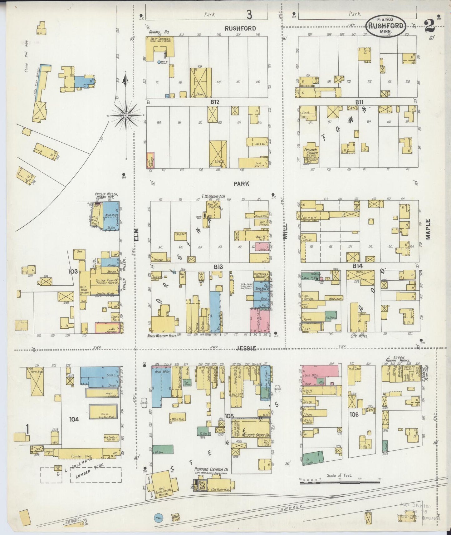 Sanborn Fire Insurance Map from Rushford, Fillmore County, Minnesota (1900), Sheet #0002 - Complete Map Set gallery image, historic Sanborn map, vintage wall art, Minnesota Minnesota