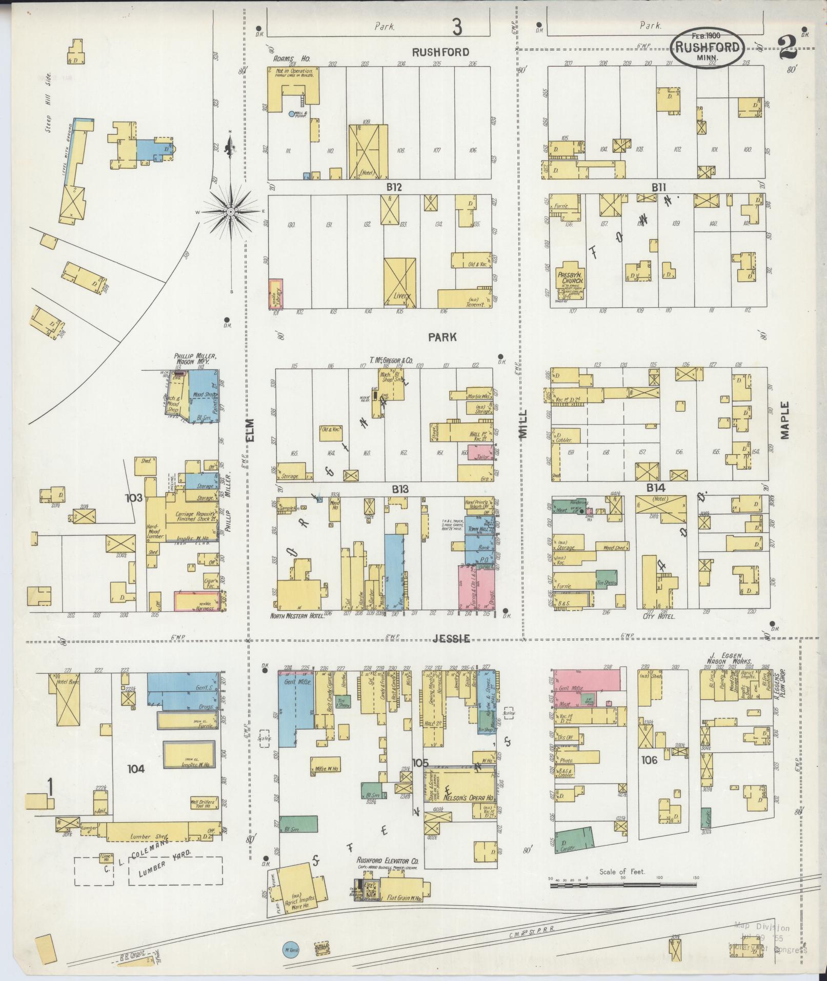 Sanborn Fire Insurance Map from Rushford, Fillmore County, Minnesota (1900), Sheet #0002 - Complete Map Set gallery image, historic Sanborn map, vintage wall art, Minnesota Minnesota