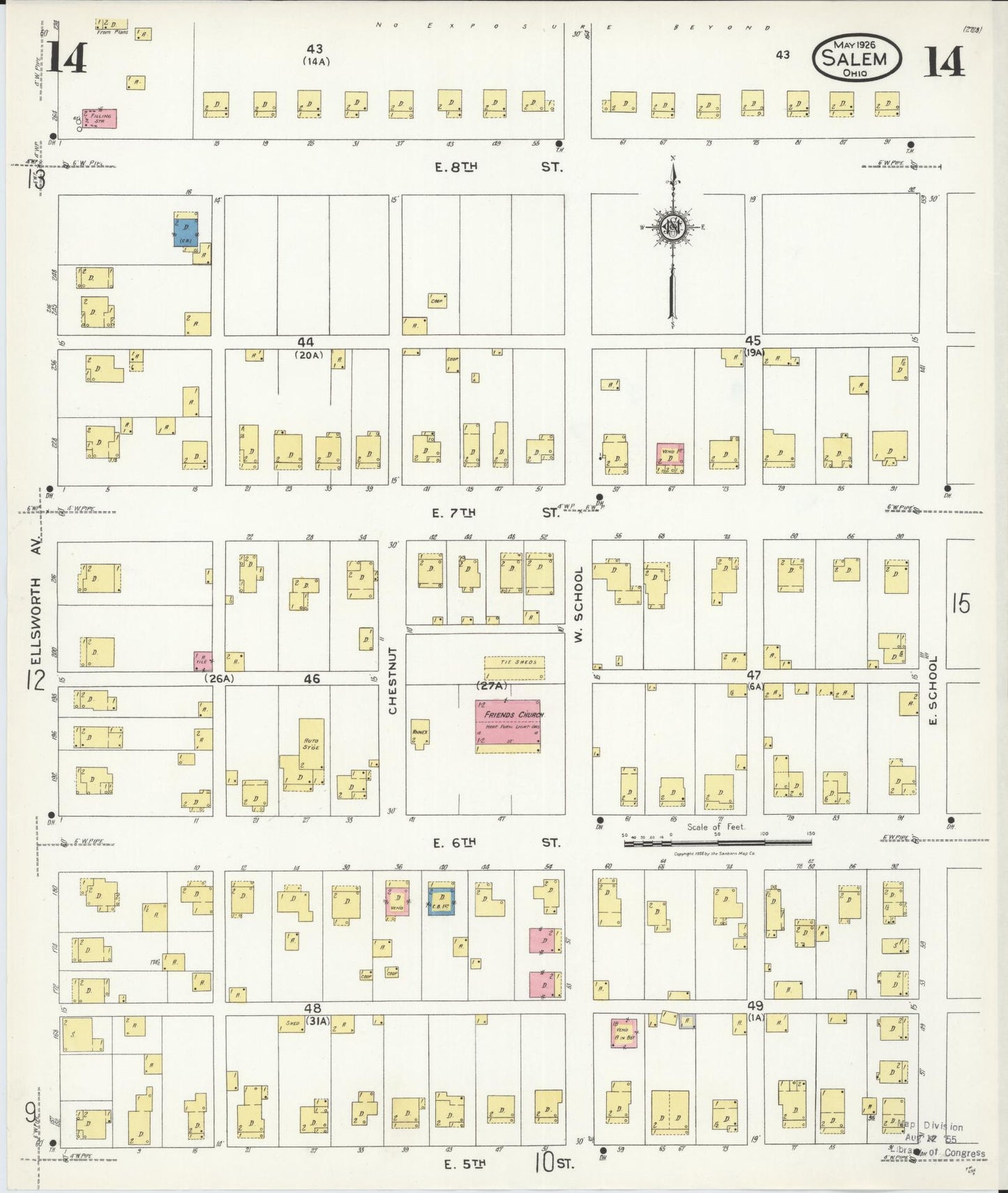 Sanborn Fire Insurance Map from Salem, Columbiana County, Ohio (1926), Sheet #0014 - Complete Map Set gallery image, historic Sanborn map, vintage wall art, Ohio Ohio