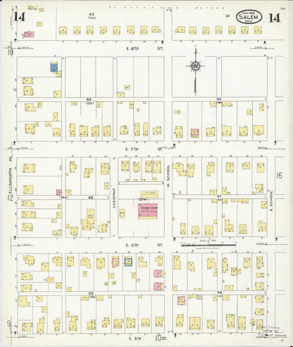 Sanborn Fire Insurance Map from Salem, Columbiana County, Ohio (1926), Sheet #0014 - Complete Map Set gallery image, historic Sanborn map, vintage wall art, Ohio Ohio
