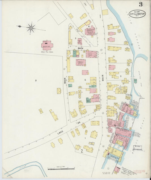 Sanborn Fire Insurance Map from Stillwater, Saratoga County, New York (1897), Sheet #0003 - Historic Sanborn Fire Insurance Map Print, vintage old map wall art, antique decor, genealogy gift, New York New York map