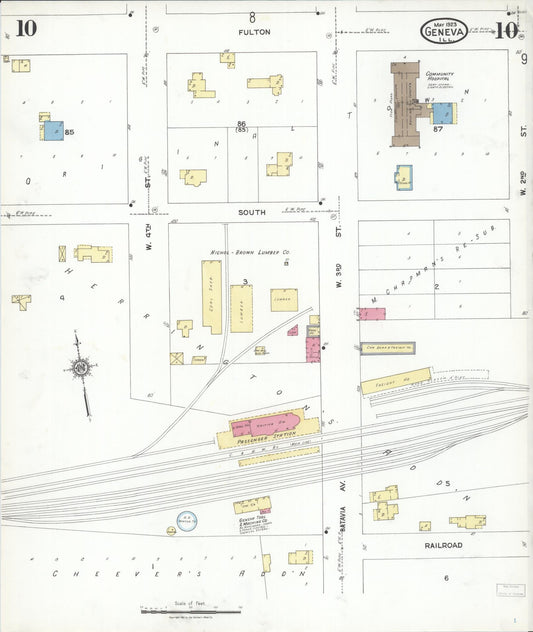 Sanborn Fire Insurance Map from Geneva, Kane County, Illinois (1923), Sheet #0010 - Historic Sanborn Fire Insurance Map Print, vintage old map wall art, antique decor, genealogy gift, Illinois Illinois map