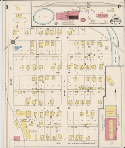 Sanborn Fire Insurance Map from Byesville, Guernsey County, Ohio (1922), Sheet #0009 - Historic Sanborn Fire Insurance Map Print, vintage old map wall art, antique decor, genealogy gift, Ohio Ohio map