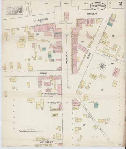Sanborn Fire Insurance Map from Fayetteville, Cumberland County, North Carolina (1885), Sheet #0002 - Complete Map Set gallery image, historic Sanborn map, vintage wall art, North Carolina North Carolina