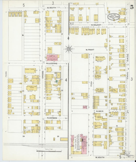 Sanborn Fire Insurance Map from Freeland, Luzerne County, Pennsylvania (1905), Sheet #0005 - Historic Sanborn Fire Insurance Map Print, vintage old map wall art, antique decor, genealogy gift, Pennsylvania Pennsylvania map