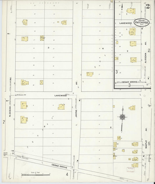 Sanborn Fire Insurance Map from Patchogue, Suffolk County, New York (1910), Sheet #0002 - Historic Sanborn Fire Insurance Map Print, vintage old map wall art, antique decor, genealogy gift, New York New York map