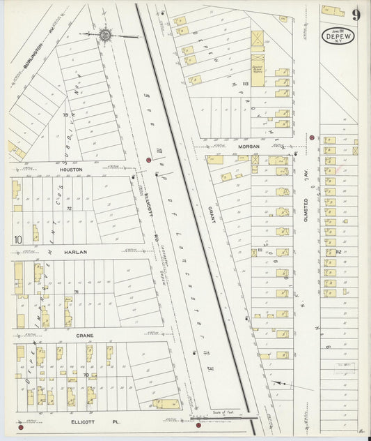Sanborn Fire Insurance Map from Depew, Erie County, New York (1911), Sheet #0008 - Historic Sanborn Fire Insurance Map Print, vintage old map wall art, antique decor, genealogy gift, New York New York map