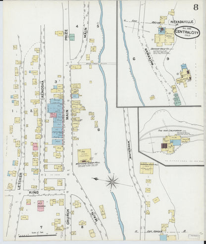 Sanborn Fire Insurance Map from Central City, Gilpin County, Colorado (1890), Sheet #0008 - Complete Map Set gallery image, historic Sanborn map, vintage wall art, Colorado Colorado