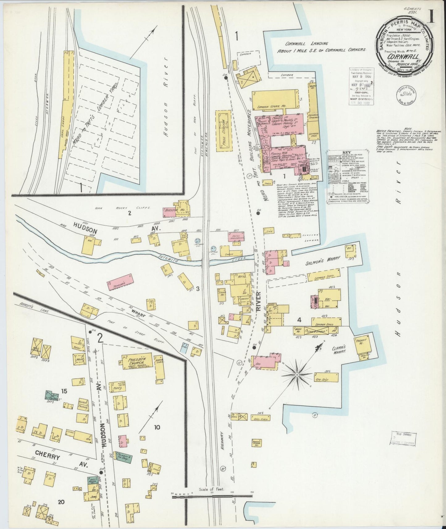 Sanborn Fire Insurance Map from Cornwall, Orange County, New York. (1900) – Historic Sanborn Fire Insurance Map Print
