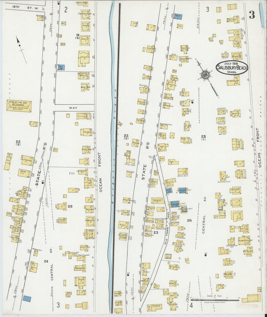 Sanborn Fire Insurance Map from Salisbury, Essex County, Massachusetts (1919), Sheet #0003 - Historic Sanborn Fire Insurance Map Print, vintage old map wall art, antique decor, genealogy gift, Massachusetts Massachusetts map