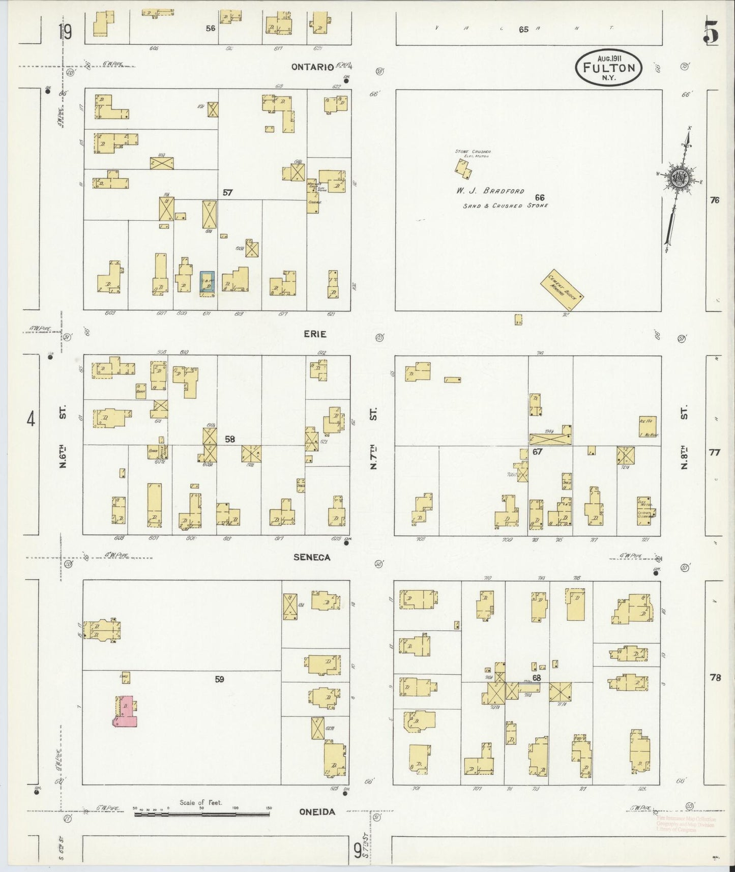 Sanborn Fire Insurance Map from Fulton, Oswego County, New York (1911), Sheet #0005 - Complete Map Set gallery image, historic Sanborn map, vintage wall art, New York New York