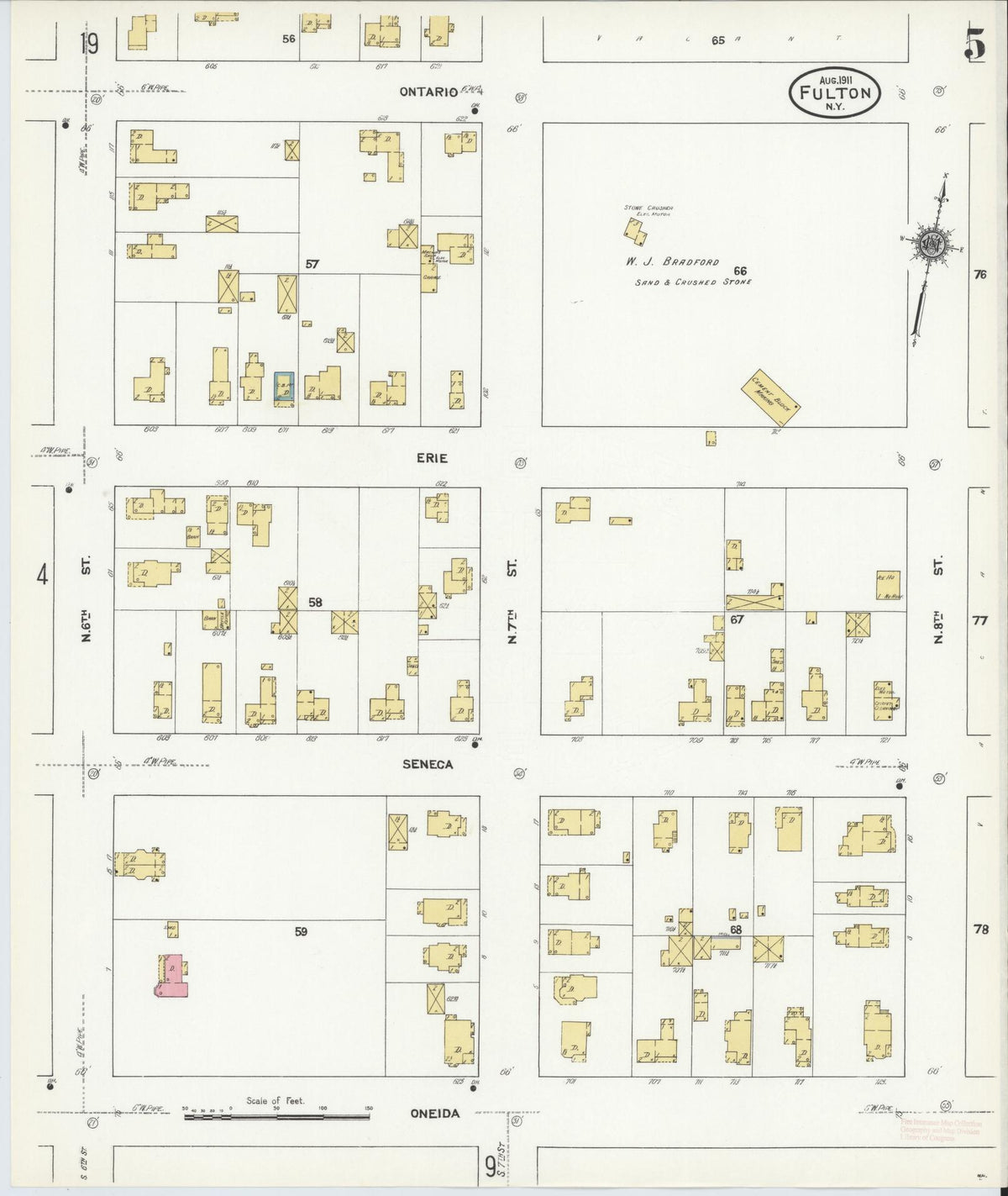 Sanborn Fire Insurance Map from Fulton, Oswego County, New York (1911), Sheet #0005 - Complete Map Set gallery image, historic Sanborn map, vintage wall art, New York New York