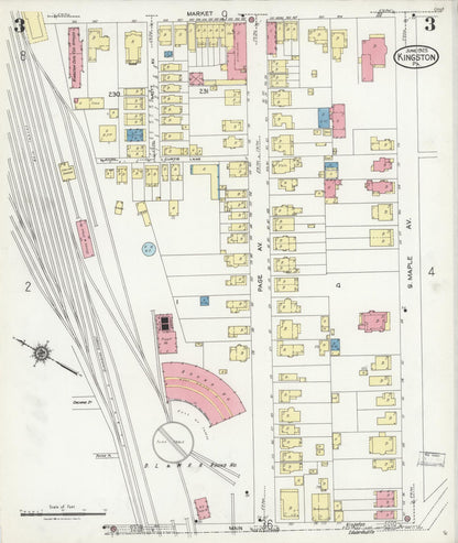 Sanborn Fire Insurance Map from Kingston, Luzerne County, Pennsylvania (1925), Sheet #0003 - Historic Sanborn Fire Insurance Map Print, vintage old map wall art, antique decor, genealogy gift, Pennsylvania Pennsylvania map