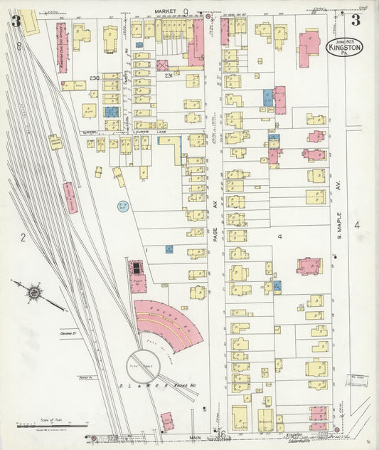 Sanborn Fire Insurance Map from Kingston, Luzerne County, Pennsylvania (1925), Sheet #0003 - Historic Sanborn Fire Insurance Map Print, vintage old map wall art, antique decor, genealogy gift, Pennsylvania Pennsylvania map