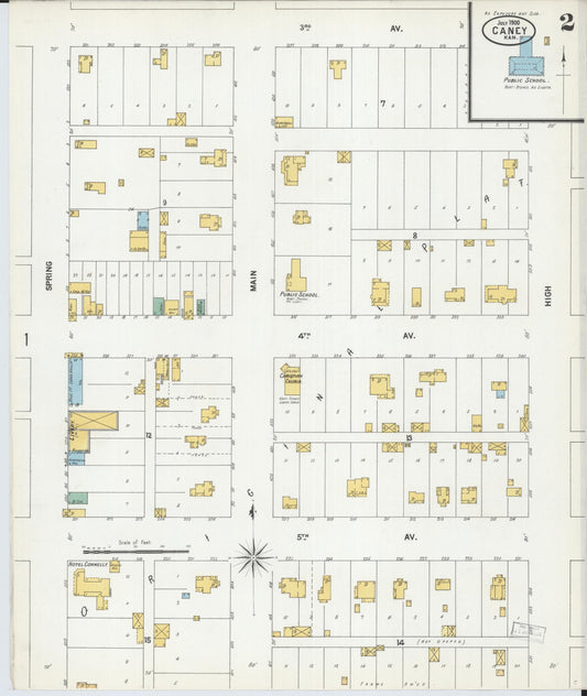 Sanborn Fire Insurance Map from Caney, Montgomery County, Kansas (1900), Sheet #0002 - Historic Sanborn Fire Insurance Map Print, vintage old map wall art, antique decor, genealogy gift, Kansas Kansas map