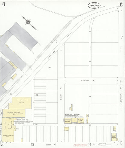 Sanborn Fire Insurance Map from Torrance, Los Angeles County, California (1929), Sheet #0006 - Complete Map Set gallery image, historic Sanborn map, vintage wall art, California California