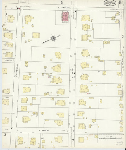 Sanborn Fire Insurance Map from Elberton, Elbert County, Georgia (1913), Sheet #0006 - Complete Map Set gallery image, historic Sanborn map, vintage wall art, Georgia Georgia