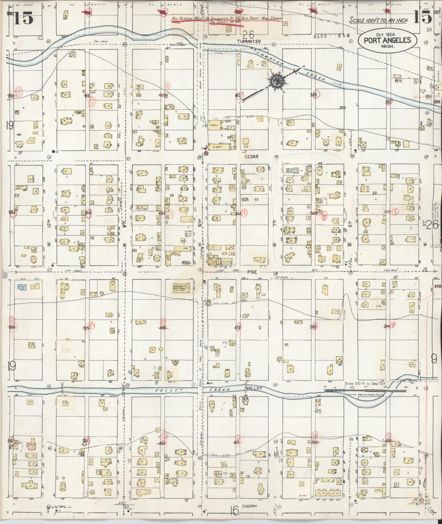 Sanborn Fire Insurance Map from Port Angeles, Clallam County, Washington (1949), Sheet #0015 - Complete Map Set gallery image, historic Sanborn map, vintage wall art, Washington Washington