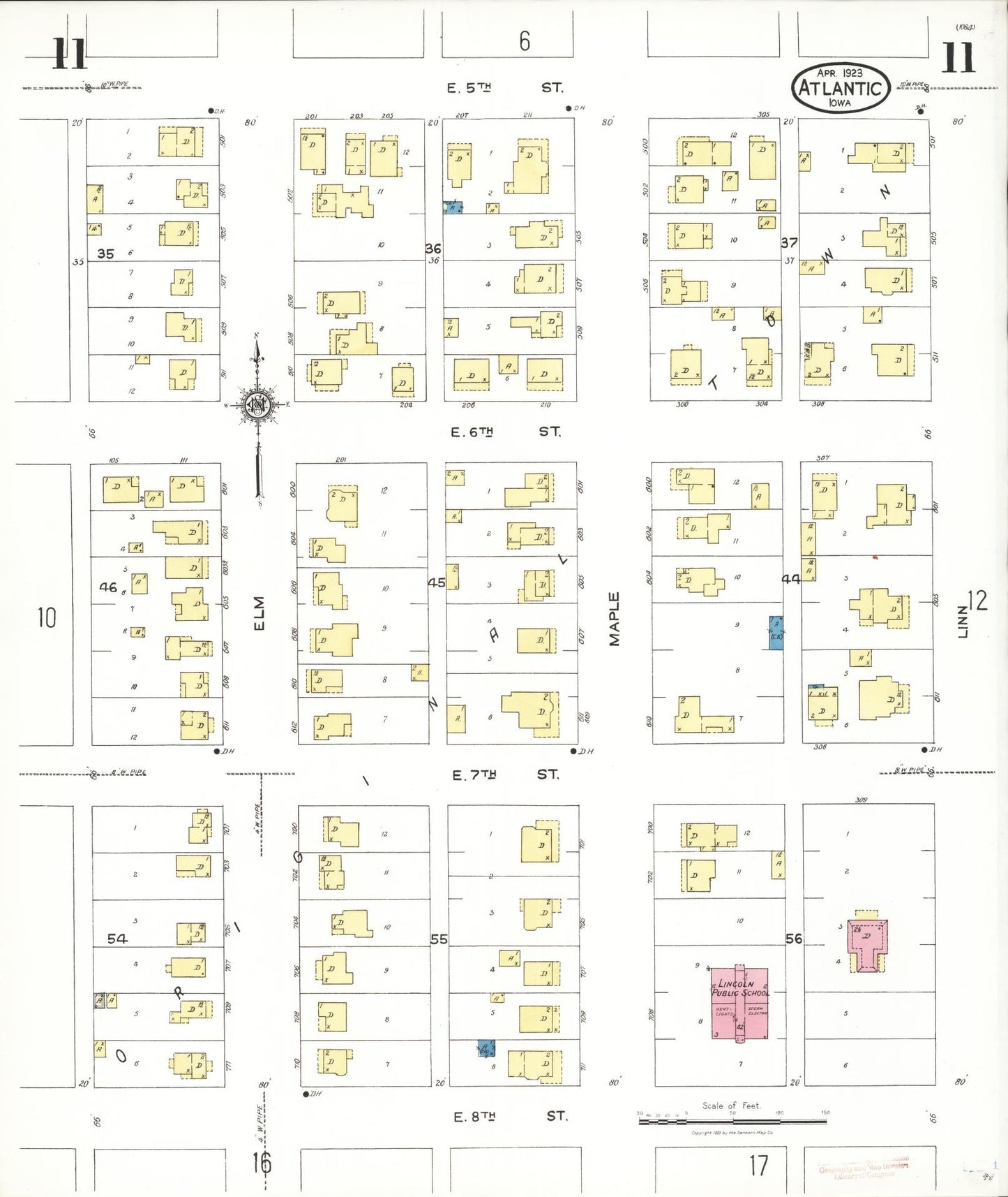 Sanborn Fire Insurance Map from Atlantic, Cass County, Iowa (1923), Sheet #0011 - Historic Sanborn Fire Insurance Map Print, vintage old map wall art