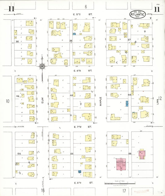Sanborn Fire Insurance Map from Atlantic, Cass County, Iowa (1923), Sheet #0011 - Historic Sanborn Fire Insurance Map Print, vintage old map wall art