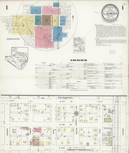 Sanborn Fire Insurance Map from Lamesa, Dawson County, Texas (1925), Sheet #0001 - Historic Sanborn Fire Insurance Map Print, vintage old map wall art, antique decor, genealogy gift, Texas Texas map