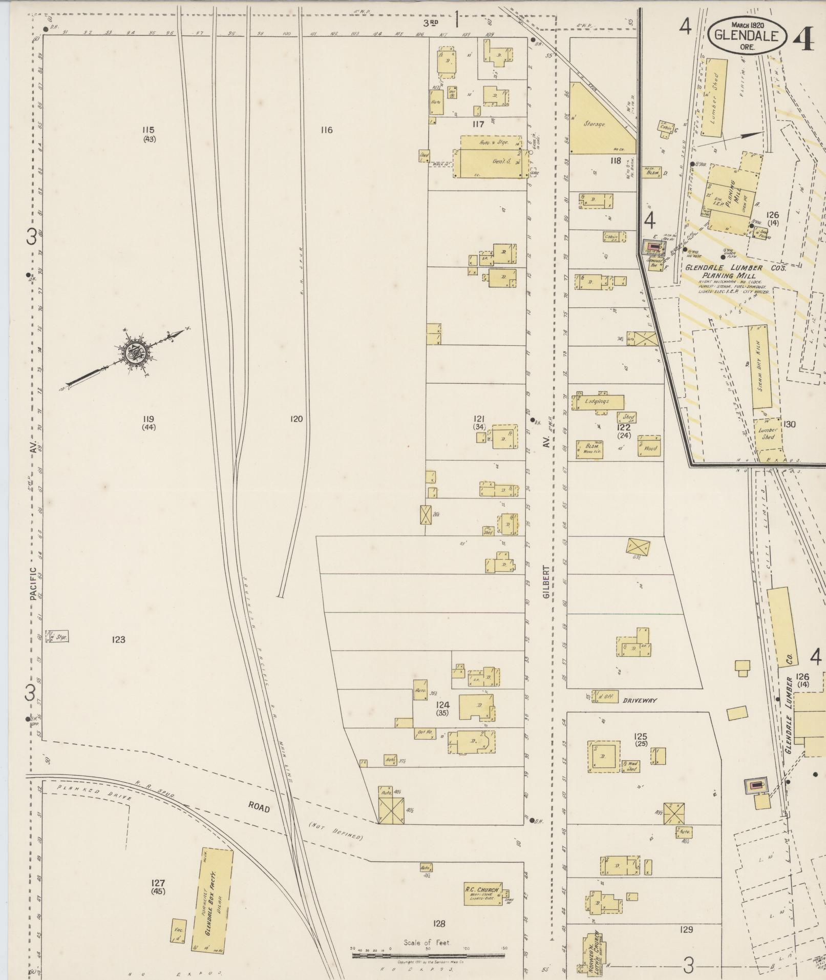 Sanborn Fire Insurance Map from Glendale, Douglas County, Oregon (1920), Sheet #0004 - Complete Map Set gallery image, historic Sanborn map, vintage wall art, Oregon Oregon