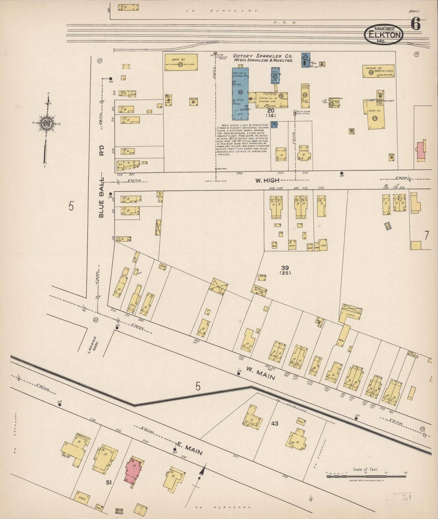 Sanborn Fire Insurance Map from Elkton, Cecil County, Maryland (1922), Sheet #0006 - Complete Map Set gallery image, historic Sanborn map, vintage wall art, Maryland Maryland