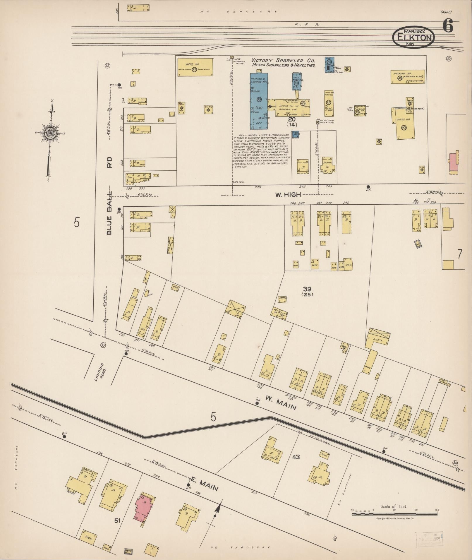 Sanborn Fire Insurance Map from Elkton, Cecil County, Maryland (1922), Sheet #0006 - Complete Map Set gallery image, historic Sanborn map, vintage wall art, Maryland Maryland