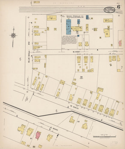 Sanborn Fire Insurance Map from Elkton, Cecil County, Maryland (1922), Sheet #0006 - Complete Map Set gallery image, historic Sanborn map, vintage wall art, Maryland Maryland