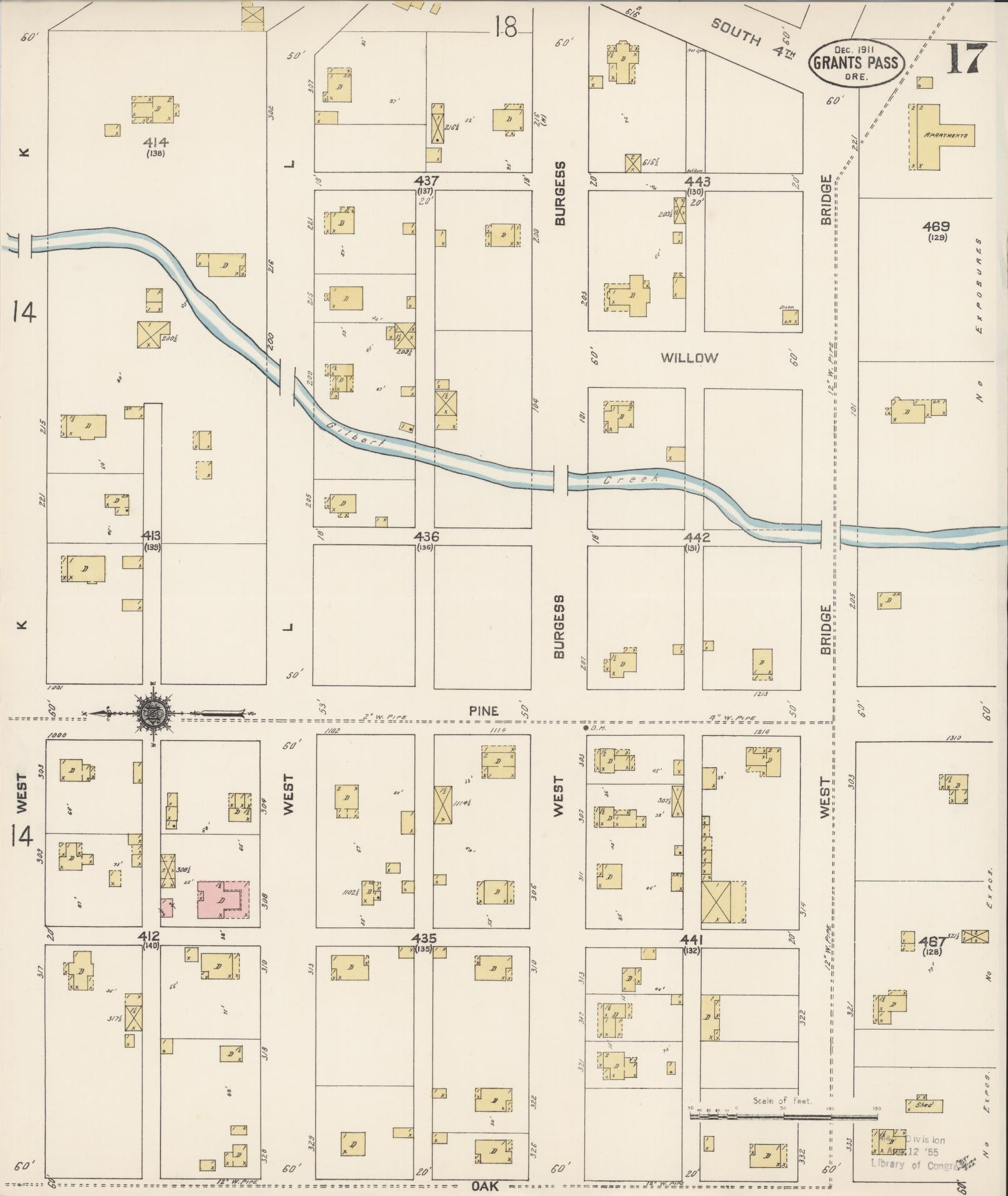 Sanborn Fire Insurance Map from Grants Pass, Josephine County, Oregon (1911), Sheet #0017 - Complete Map Set gallery image, historic Sanborn map, vintage wall art, Oregon Oregon