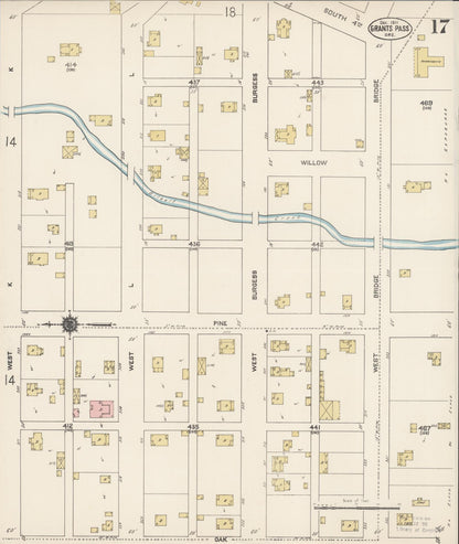 Sanborn Fire Insurance Map from Grants Pass, Josephine County, Oregon (1911), Sheet #0017 - Complete Map Set gallery image, historic Sanborn map, vintage wall art, Oregon Oregon