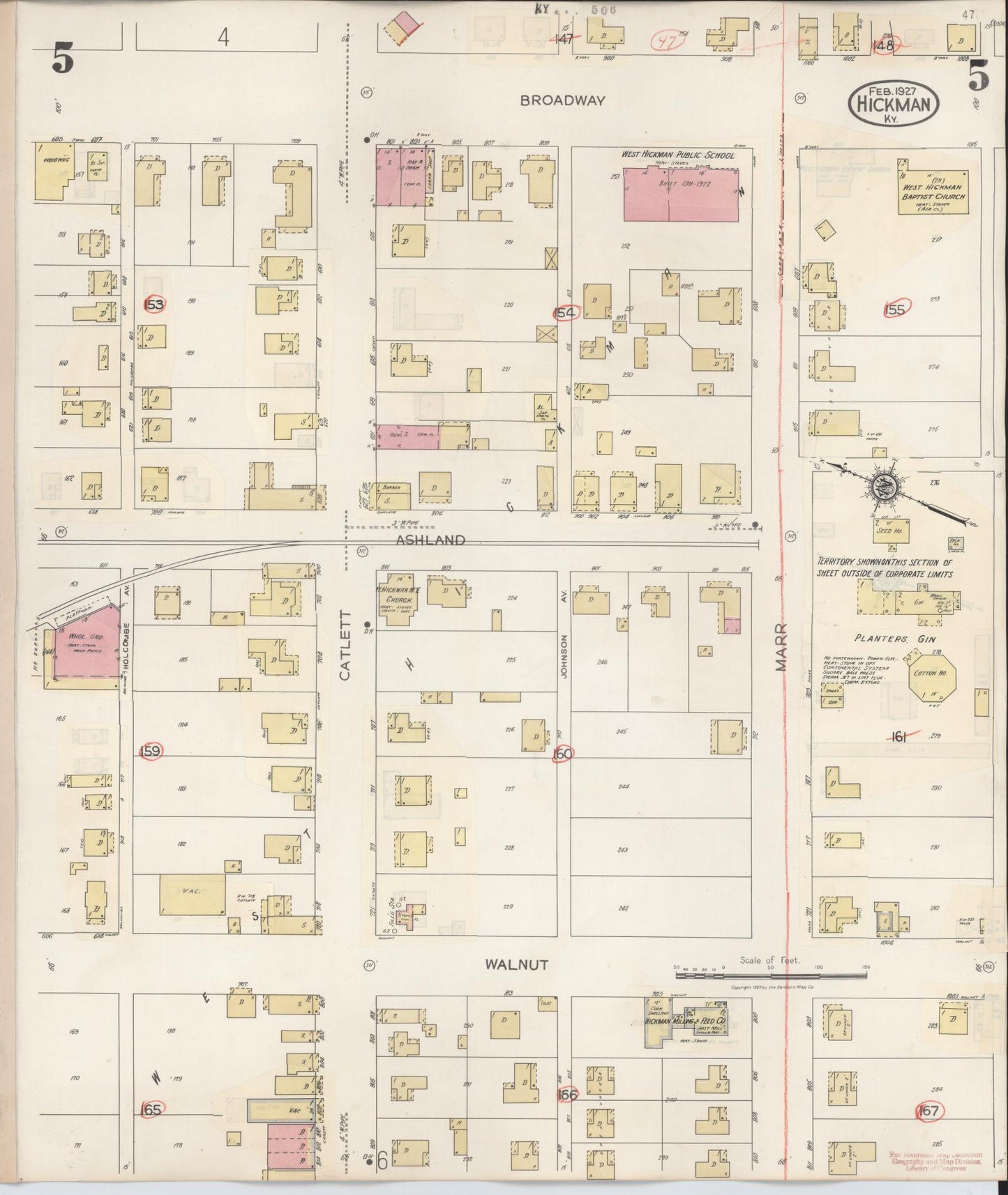 Sanborn Fire Insurance Map from Hickman, Fulton County, Kentucky (1938), Sheet #0005 - Complete Map Set gallery image, historic Sanborn map, vintage wall art, Kentucky Kentucky