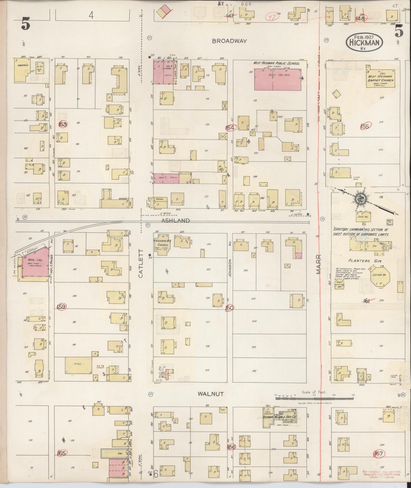 Sanborn Fire Insurance Map from Hickman, Fulton County, Kentucky (1938), Sheet #0005 - Complete Map Set gallery image, historic Sanborn map, vintage wall art, Kentucky Kentucky