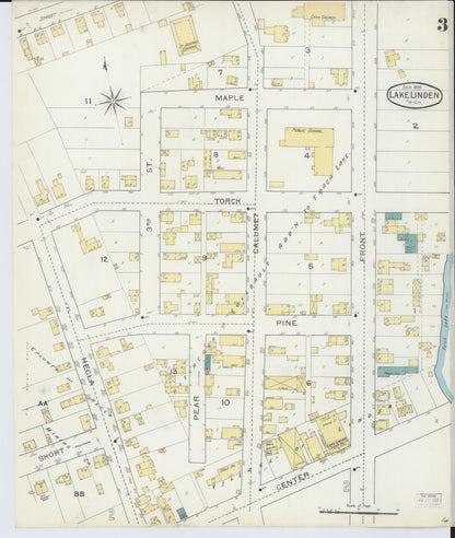 Sanborn Fire Insurance Map from Lake Linden, Houghton County, Michigan (1893), Sheet #0003 - Complete Map Set gallery image, historic Sanborn map, vintage wall art, Michigan Michigan