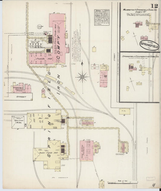 Sanborn Fire Insurance Map from Springfield, Sangamon County, Illinois (1884), Sheet #0012 - Historic Sanborn Fire Insurance Map Print, vintage old map wall art, antique decor, genealogy gift, Illinois Illinois map
