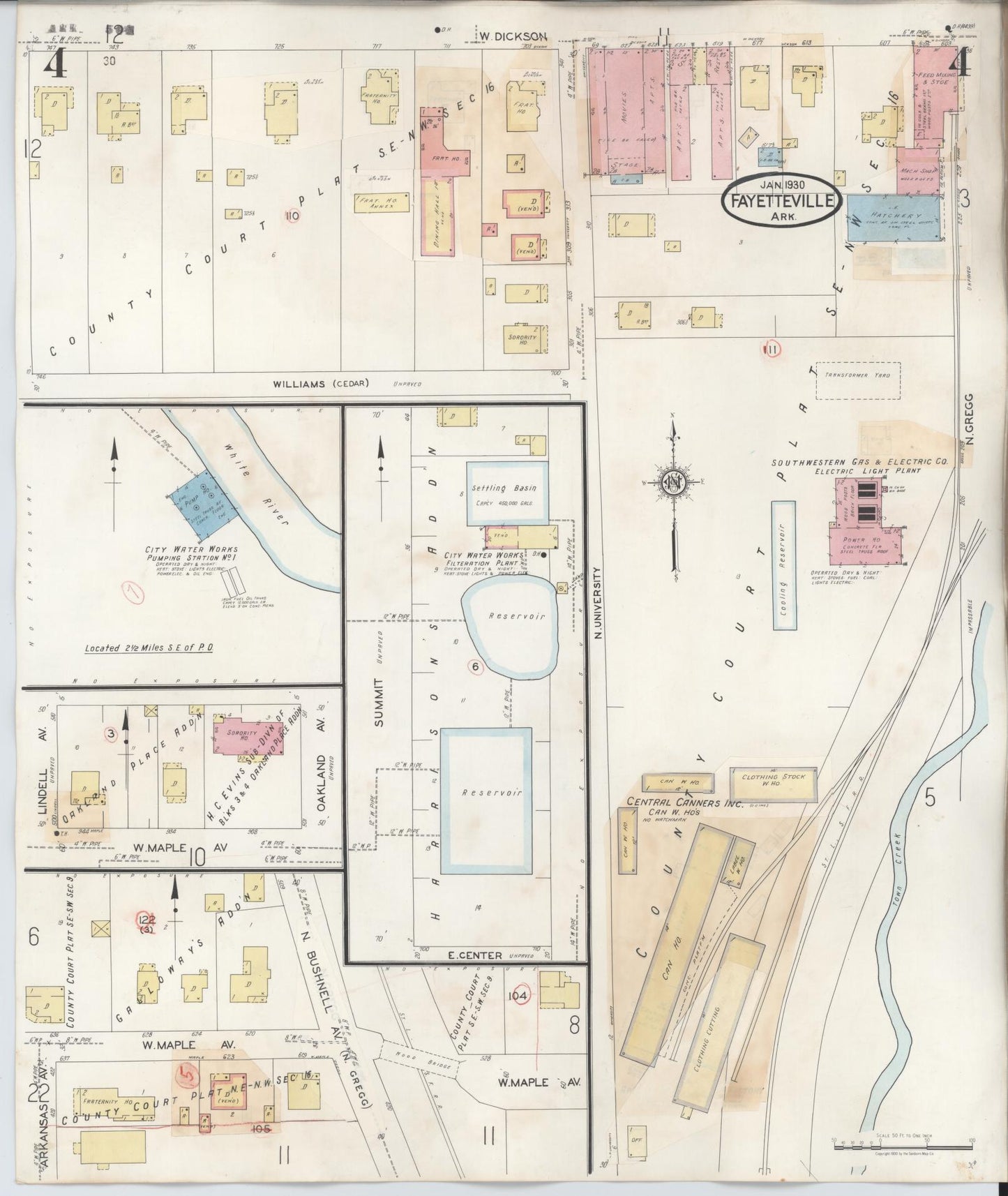 Sanborn Fire Insurance Map from Fayetteville, Washington County, Arkansas (1948), Sheet #0004 - Complete Map Set gallery image, historic Sanborn map, vintage wall art, Arkansas Arkansas