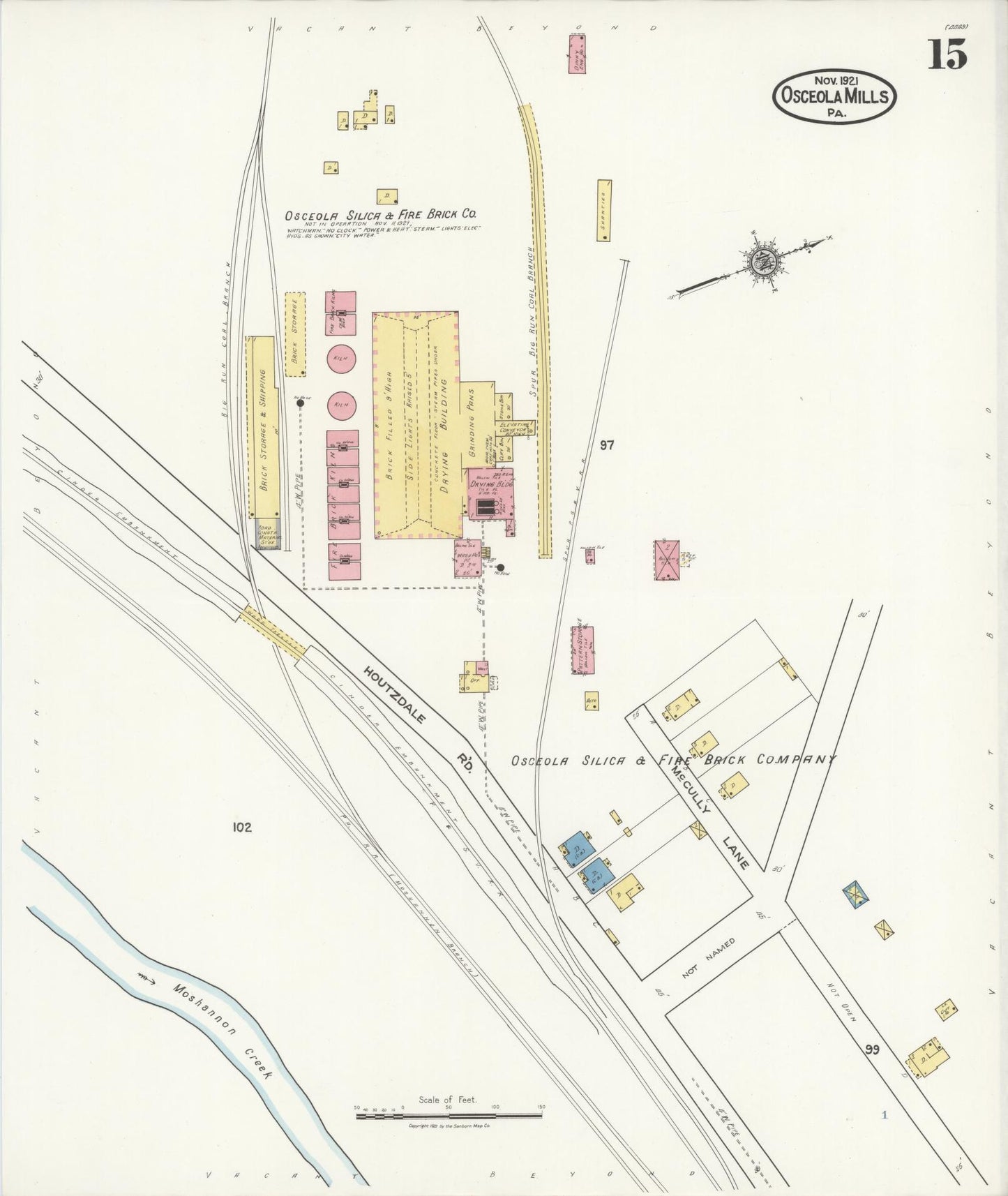 Sanborn Fire Insurance Map from Osceola Mills, Clearfield County, Pennsylvania (1921), Sheet #0015 - Complete Map Set gallery image, historic Sanborn map, vintage wall art, Pennsylvania Pennsylvania