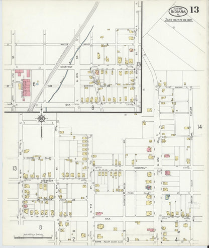 Sanborn Fire Insurance Map from Indiana, Indiana County, Pennsylvania (1916), Sheet #0013 - Complete Map Set gallery image, historic Sanborn map, vintage wall art, Pennsylvania Pennsylvania