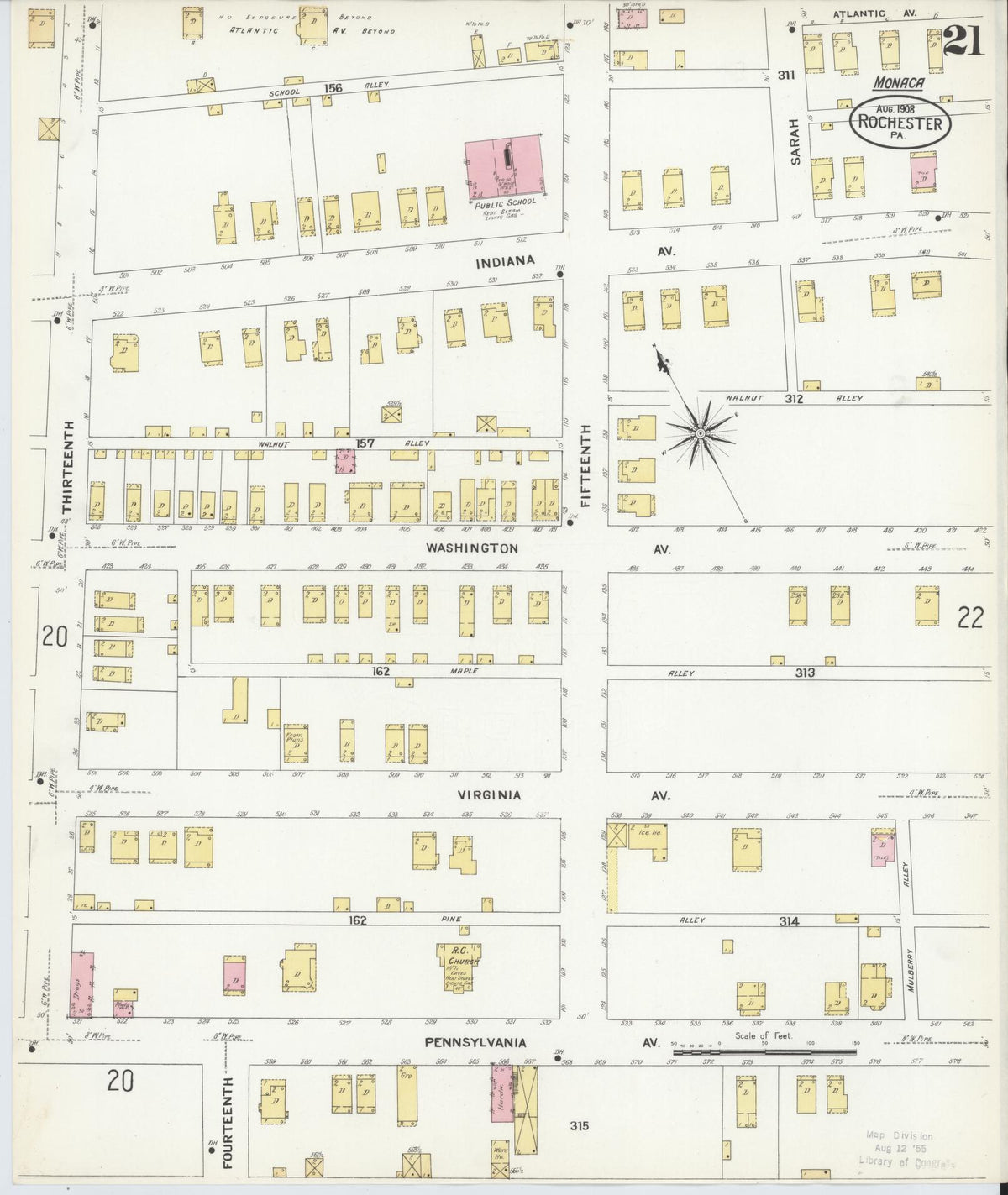 Sanborn Fire Insurance Map from Rochester, Beaver County, Pennsylvania (1908), Sheet #0020 - Complete Map Set gallery image, historic Sanborn map, vintage wall art, Pennsylvania Pennsylvania