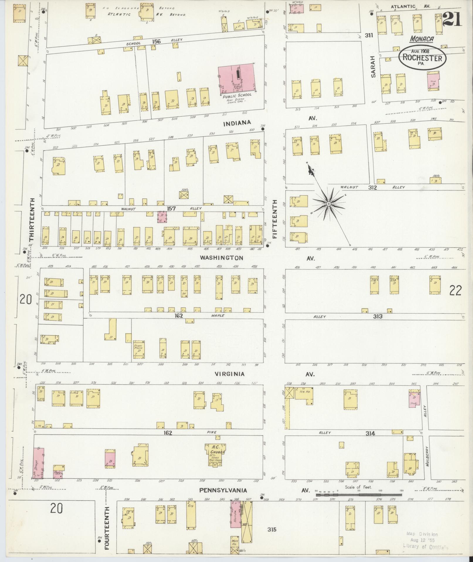 Sanborn Fire Insurance Map from Rochester, Beaver County, Pennsylvania (1908), Sheet #0020 - Complete Map Set gallery image, historic Sanborn map, vintage wall art, Pennsylvania Pennsylvania