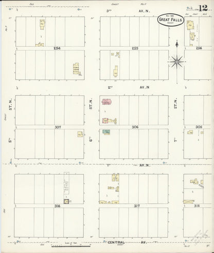 Sanborn Fire Insurance Map from Great Falls, Cascade County, Montana (1891), Sheet #0012 - Complete Map Set gallery image, historic Sanborn map, vintage wall art, Montana Montana