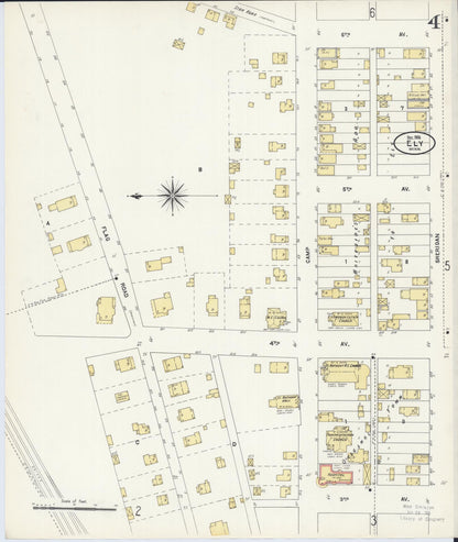 Sanborn Fire Insurance Map from Ely, Saint Louis County, Minnesota (1906), Sheet #0004 - Complete Map Set gallery image, historic Sanborn map, vintage wall art, Minnesota Minnesota