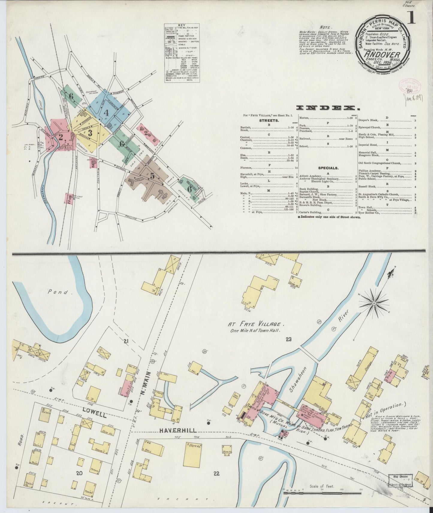 Sanborn Fire Insurance Map from Andover, Essex County, Massachusetts. (1896) – Historic Sanborn Fire Insurance Map Print