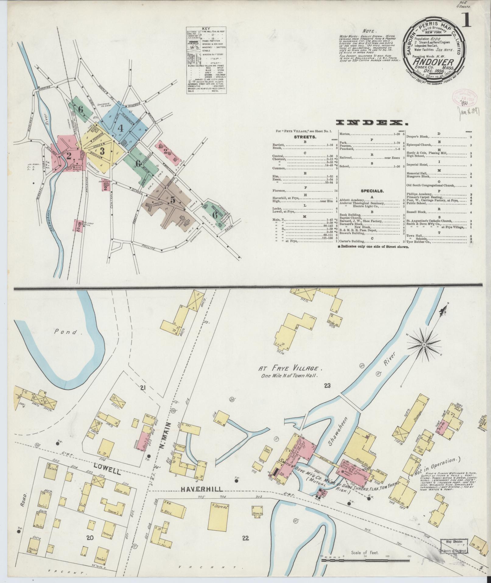 Sanborn Fire Insurance Map from Andover, Essex County, Massachusetts. (1896) – Historic Sanborn Fire Insurance Map Print