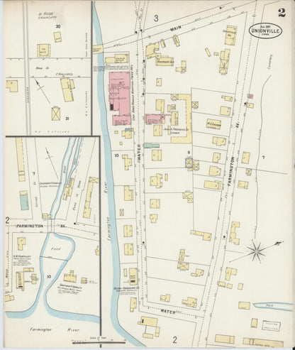 Sanborn Fire Insurance Map from Unionville, Hartford County, Connecticut (1897), Sheet #0002 - Complete Map Set gallery image, historic Sanborn map, vintage wall art, Connecticut Connecticut
