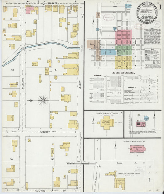 Sanborn Fire Insurance Map from Opelousas, Saint Landry Parish, Louisiana. (1899) – Historic Sanborn Fire Insurance Map Print