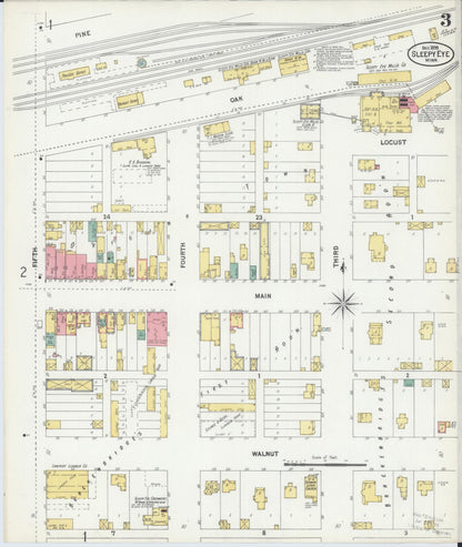 Sanborn Fire Insurance Map from Sleepy Eye, Brown County, Minnesota (1899), Sheet #0003 - Historic Sanborn Fire Insurance Map Print, vintage old map wall art, antique decor, genealogy gift, Minnesota Minnesota map
