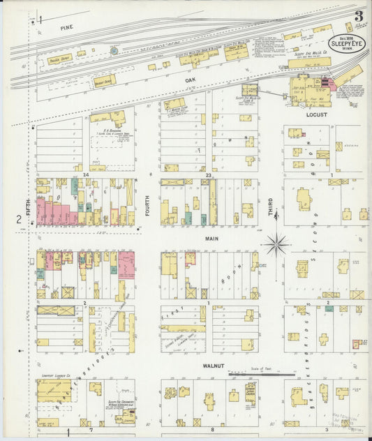 Sanborn Fire Insurance Map from Sleepy Eye, Brown County, Minnesota (1899), Sheet #0003 - Historic Sanborn Fire Insurance Map Print, vintage old map wall art, antique decor, genealogy gift, Minnesota Minnesota map