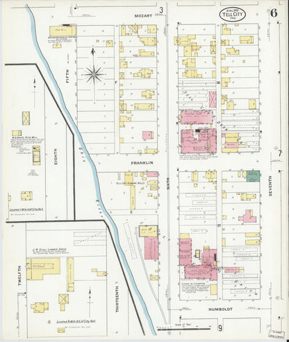 Sanborn Fire Insurance Map from Tell City, Perry County, Indiana (1909), Sheet #0006 - Complete Map Set gallery image, historic Sanborn map, vintage wall art, Indiana Indiana