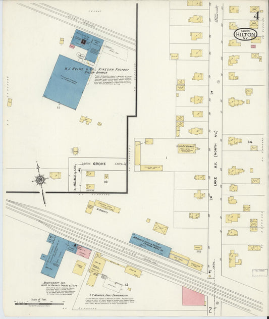 Sanborn Fire Insurance Map from Hilton, Monroe County, New York (1917), Sheet #0004 - Historic Sanborn Fire Insurance Map Print, vintage old map wall art, antique decor, genealogy gift, New York New York map